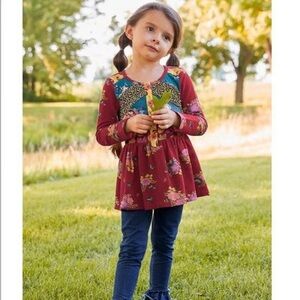 Matilda Jane Teal and Burgundy Floral Girl Shirt